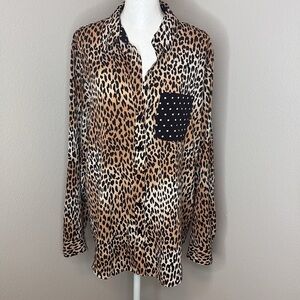 CHICOS women’s blouse animal print polka dot large